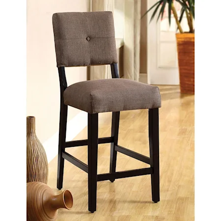 Set of 2 Upholstered Counter Height Chairs in Brown Fabric